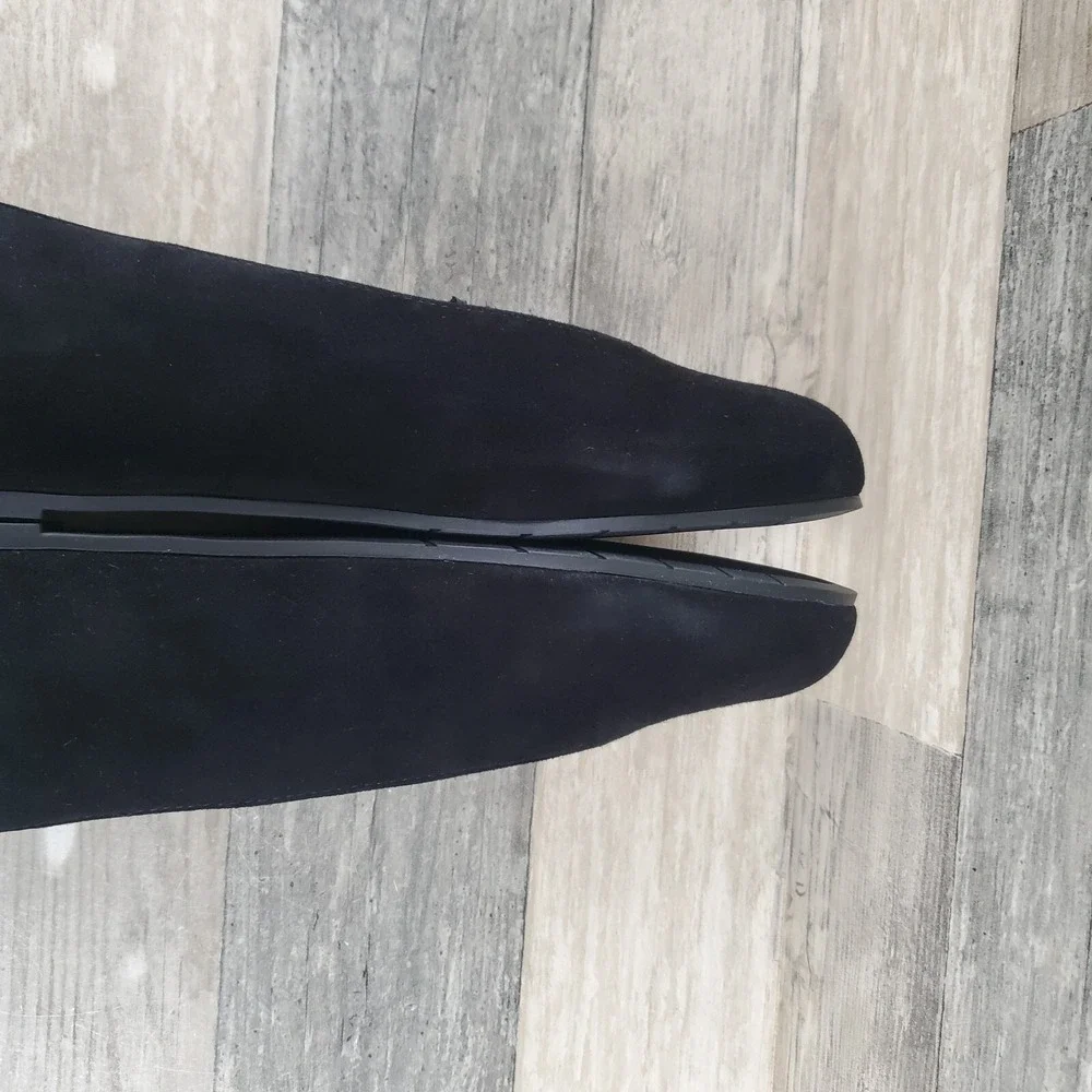 Eileen Fisher UNA 2‎ Womens Flats Sz 7.5 M Comfort Black Suede Slip-On Shoes